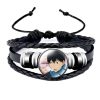 1 Pcs Fashion Anime Haikyuu Volleyball Boys Hand woven Adjustable Leather Bracelet Glass Bangle Wristband Men 4 - Haikyuu Store
