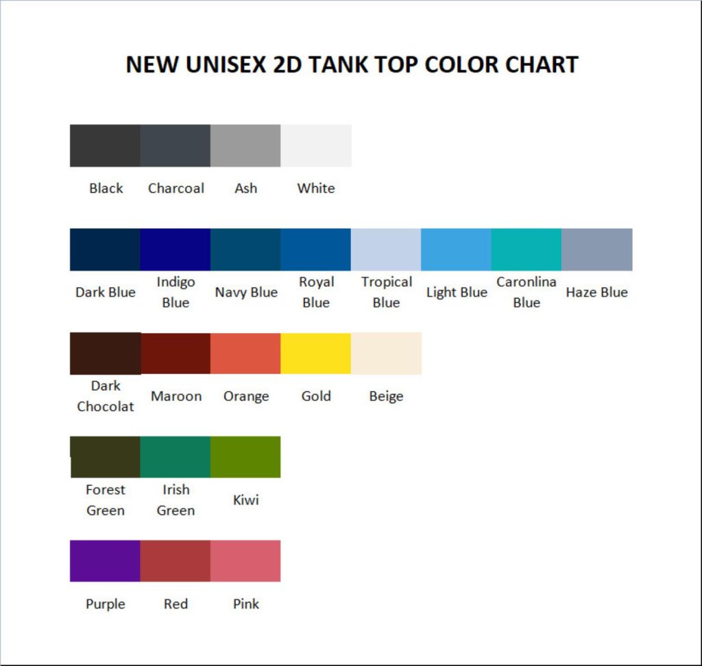 tank top color chart - Haikyuu Store