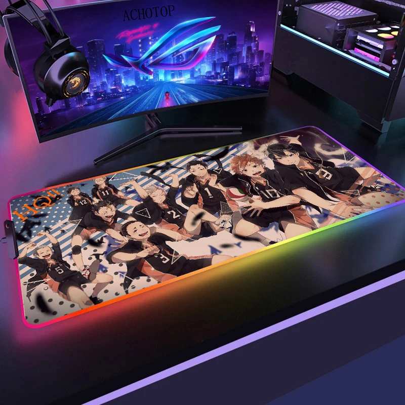 800x300mm XL Anime HD Printing Computer Gamers Locking Lock Edge Mouse Pad XXL RGB Haikyuu Keyboard 11 - Haikyuu Store