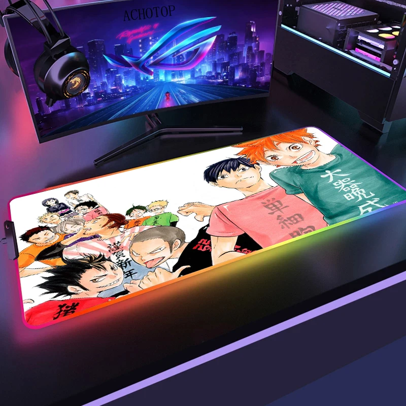 800x300mm XL Anime HD Printing Computer Gamers Locking Lock Edge Mouse Pad XXL RGB Haikyuu Keyboard 12 - Haikyuu Store