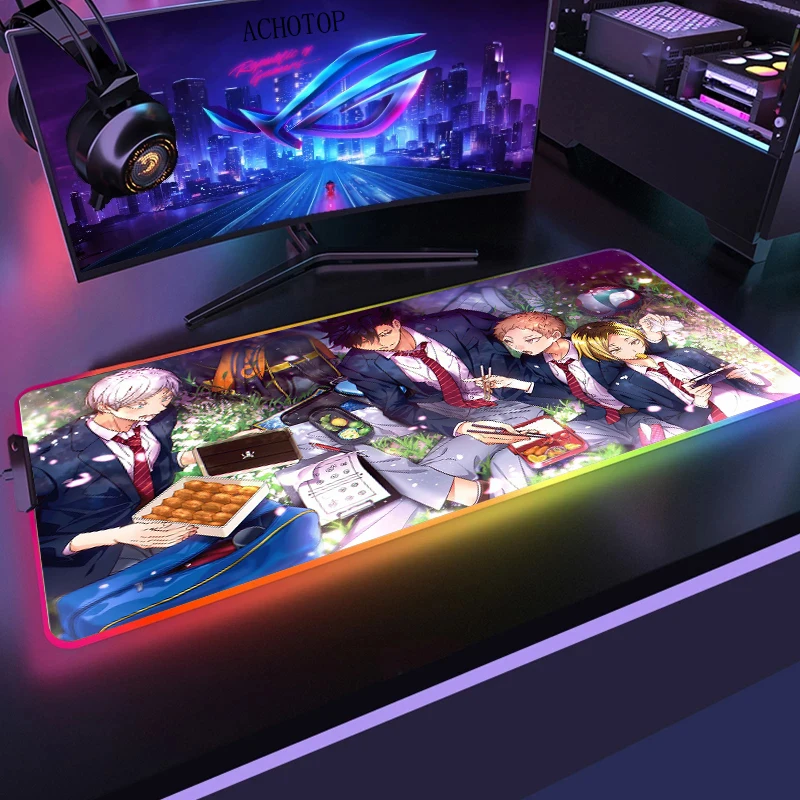 800x300mm XL Anime HD Printing Computer Gamers Locking Lock Edge Mouse Pad XXL RGB Haikyuu Keyboard 18 - Haikyuu Store