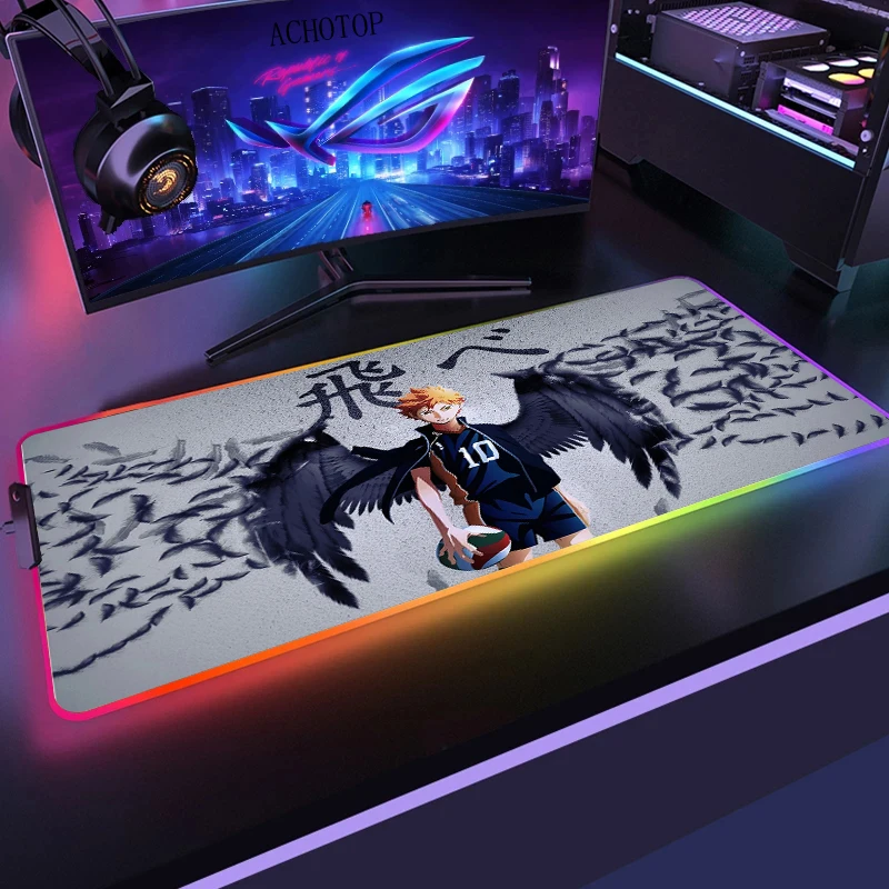 800x300mm XL Anime HD Printing Computer Gamers Locking Lock Edge Mouse Pad XXL RGB Haikyuu Keyboard 20 - Haikyuu Store