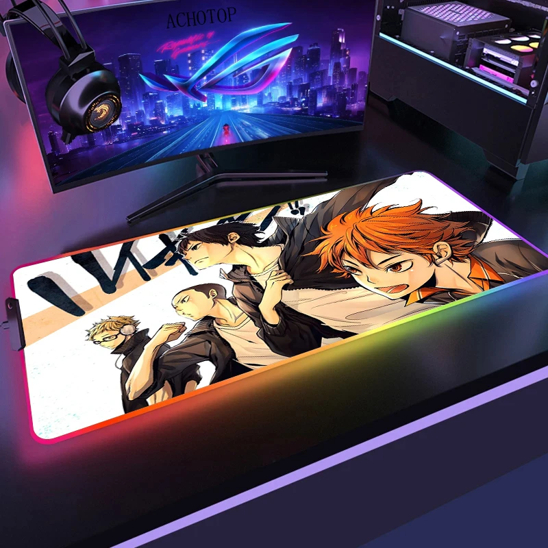 800x300mm XL Anime HD Printing Computer Gamers Locking Lock Edge Mouse Pad XXL RGB Haikyuu Keyboard 22 - Haikyuu Store
