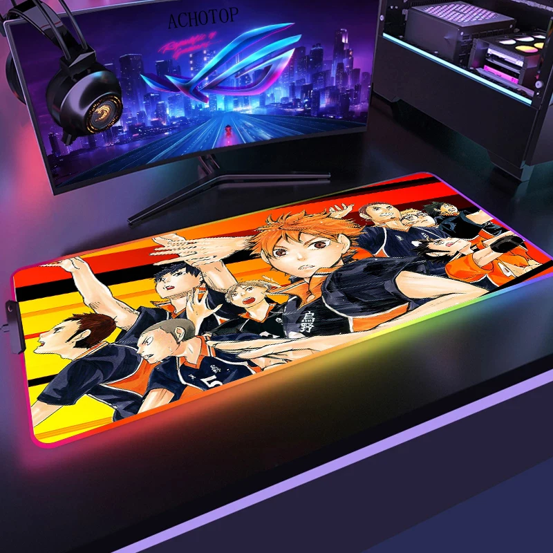 800x300mm XL Anime HD Printing Computer Gamers Locking Lock Edge Mouse Pad XXL RGB Haikyuu Keyboard 8 - Haikyuu Store