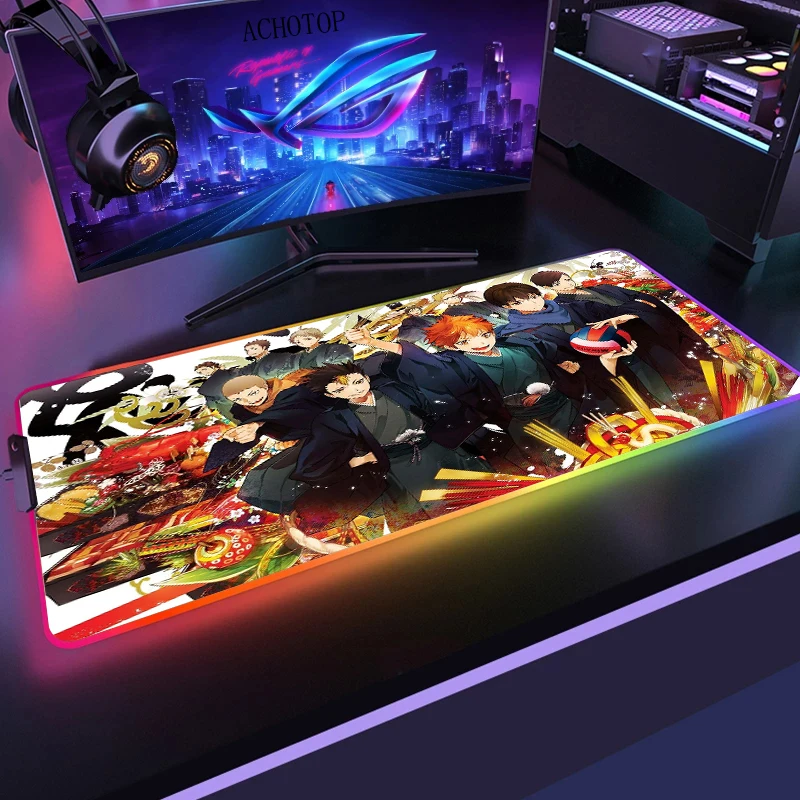 800x300mm XL Anime HD Printing Computer Gamers Locking Lock Edge Mouse Pad XXL RGB Haikyuu Keyboard - Haikyuu Store