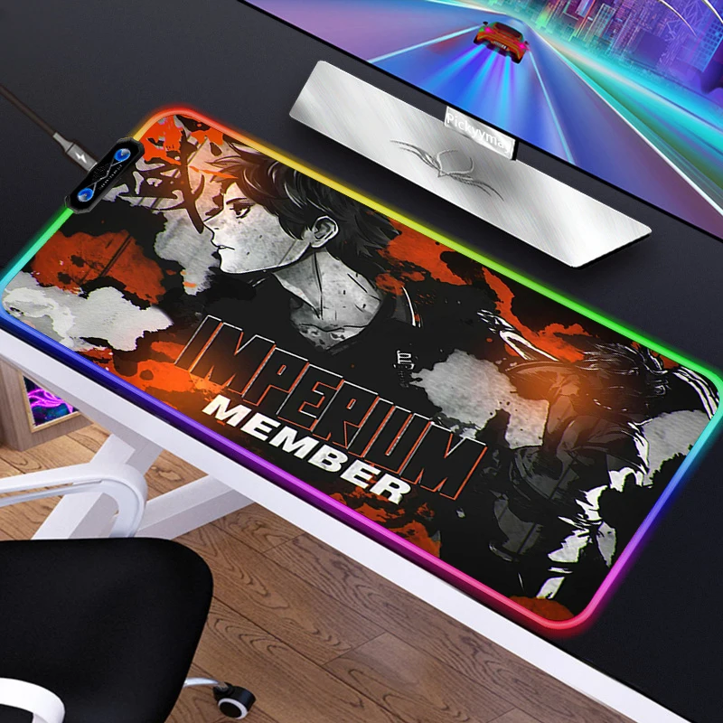 Anime Haikyuu Mousepad Gaming Mouse Pad RGB LED Gamer Mat Computer Desk Padmouse USB Keyboard mat 22 - Haikyuu Store